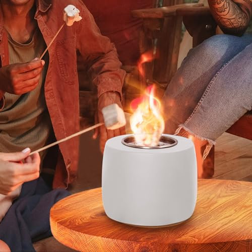 Vatra - Feuerstelle für den Innen- und Außenbereich mit Reinigungsalkohol - Langlebige tragbare Mini-Feuerstelle aus Beton mit mattem Finish - Geruchlose, rauchfreie Feuerstelle - 60-90 Minuten