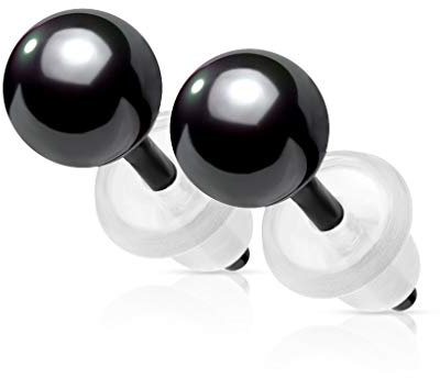 Bungsa Kugel-Ohrstecker 6mm aus Keramik Damen - Schwarz