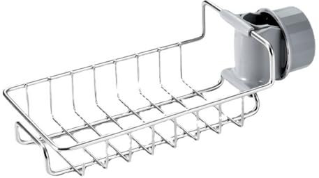 NUZAMAS Faucet Sponge Holder Faucet Sink Caddy Organizer Shampoo Shelf and Brush Hanging Stainless Steel Tap Sink Soap Rack for Bathroom Kitchen