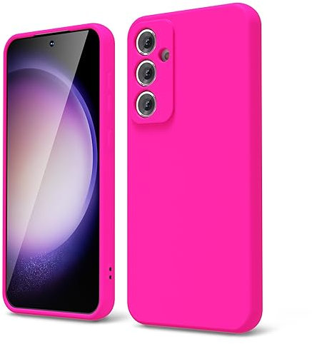 Oakxco für Samsung Galaxy S23 Fe Hülle Silikon Case mit Kameraschutz, Ultra Dünn Bunt Handyhülle Mädchen, Einfarbig Handy Hülle Slim Schutzhülle, Matt TPU Weich Gummi Glatt Silikonhülle, Neon Hot Pink