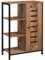 kleankin Meuble de Rangement Salle de Bain sur Pied, Design Industriel, Structure en Acier, 3 étagères Ouvertes, Placard à 2 Niveaux, Porte à lamelles, 60 x 30 x 85 cm, Marron Rustique