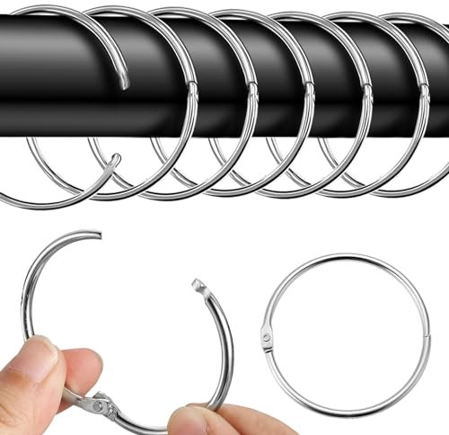 40 Stück gardinenringe zum öffnen,50mm Gardinenringe Vorhangringe,Rundringe Vorhang Clips Duschvorhang Metallklammern für Vorhänge und Gardinenstangen(silbrig)