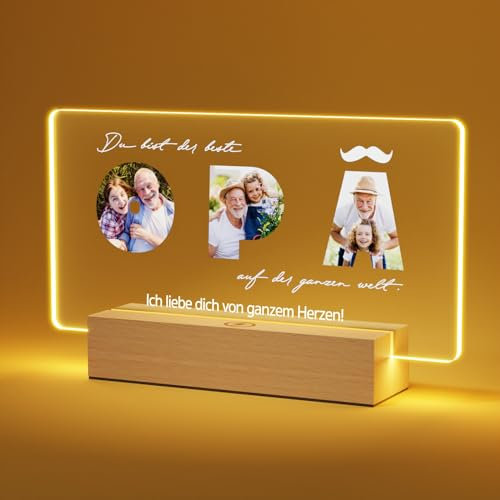 Giftove Geschenke für Opa - Personalisierte Lampe mit Eigenem Bild - Opa Geschenke zum Weihnachten, Geburtstag - Kreative Geschenke für Opa von Großeltern