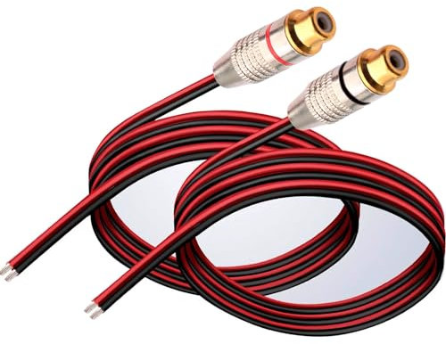 RUNCCI-YUN 2Pezzi Cavo Femmina per altoparlanti RCA,Cavo RCA Femmina,Cavo Audio/Video RCA,Spina RCA Femmina, per Multimedia e CCTV(14 AWG 1FT/0.3m