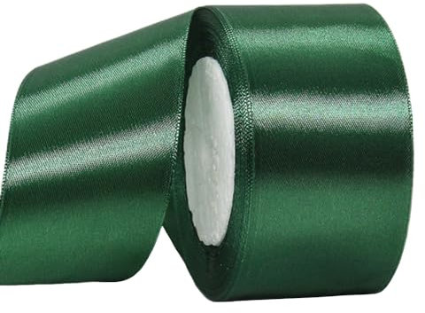 Satinband DunkelGrün 50mm Breit, 22m Dick Schleifenband Dekoband Seidenband Stoffband für Dekoration Handwerkskleid Hochzeit Geburtstag