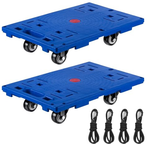PATIKIL Furniture Dolly, 2 Pack, 440 LBS Capacity, Blue, Compact, Rubber Wheels, Load Capacity: 440lbs, Model Number: RXZER23, Furniture Dolly for Moving Heavy Items