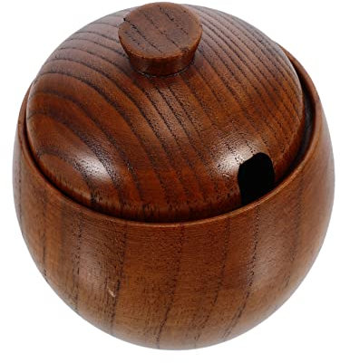 SHOUKAII 1pc Bol d'assaisonnement en Bois saladier Bol avec Couvercle Bol en Bambou avec Couvercle Bols ménagers Bol de Fruits Snack Enfant