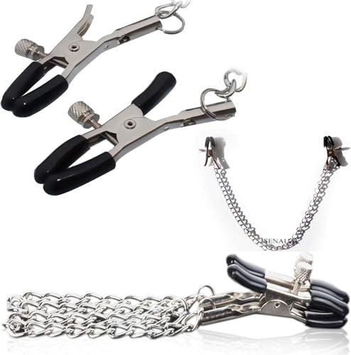 Pince Teton Sexuelle en Métal avec Force de Serrage Réglablesexe Jouet Intime jouets de mamelon Pinces avec chaîne Pince Teton Jouet Sexuel bdsm Sex Toy SM Jeux Érotiques sexe accessoire bdsm FOPS I05