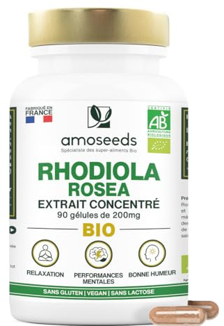 Rhodiola Rosea BIO | Extrait Concentré (rosavine, salidroside) | 90 gélules | Anti-stress + Équilibre Émotionnel | 100% Naturelle et Pure | Qualité supérieure