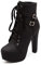 WOOD MEETS COLOR Donne autunno punta rotonda caviglia fibbia chunky tacco alto piattaforma cavaliere stivali（Black C-3，37）