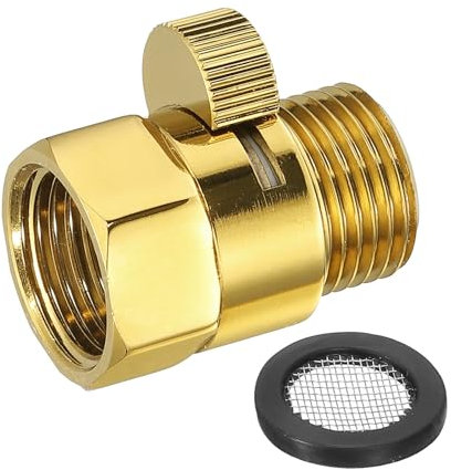 sourcing map Water Flow Control Valve, 1 PCS G1/2 Shower Head Shut Off Valve, Brass Water Pressure Regulator for Shower Head or Bidet Spray (Gold)