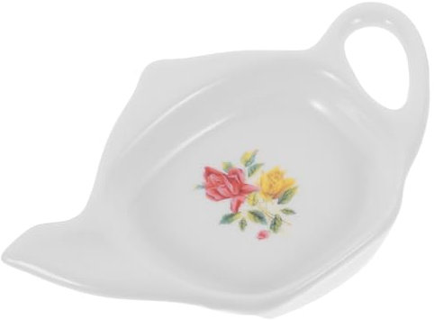 Amosfun Soucoupe Sachet de thé Mignons Bols à tremper Soucoupe en Forme de théière Dessous de thé en Porcelaine Sachet The Tea Bags Plat à Sauce Plat de Sauce à Sushi céramique Blanche
