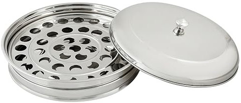 VJR Bandejas de comunión con Tapa, Bandeja para Servir Vino Sagrado, Juego de Acero Inoxidable, Bandeja para Iglesias, Suministros de comunión para Iglesia (Modelo Plateado Paquete 1)