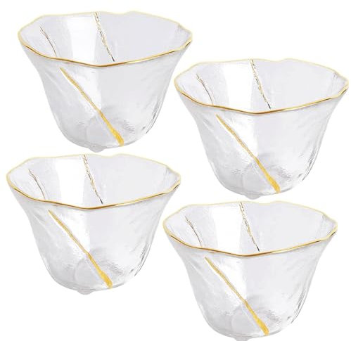 Juego de 4 Tazas de té de Vidrio Saki, Vasos Transparentes para Sake frío, Vasos de Sake japoneses para Sake frío/Caliente/Caliente, 4 Uds.