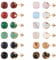 JMFENFA 12 Pairs Multi Natural Gemstone Round Bead Ball Stud Earrings Gold Plated Stainless Steel Tiger Eye Rose Quartz Onyx Opal Stone Stud Earrings Set for Women (Gold 10mm)