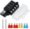 4-Wege-Flachsicherungsblock 12V Sicherungshalter Sicherungsträger mit 4pcs Standard Flachsicherungen (5A 10A 10A 15A) für Automobile, PKW, LKW, Boot, Marine, Wohnmobil