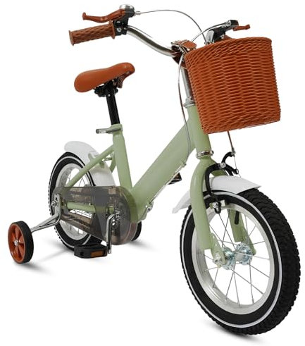 Charocean Kinder Fahrrad 12 Zoll Kinderfahrrad für ab 2-5 Jahre Jungen & Mädchen, Mädchen Fahrrad mit Stützrädern & Korb, Höhenverstellbares Fahrrad für Kinder von 80-110 cm (Grün)