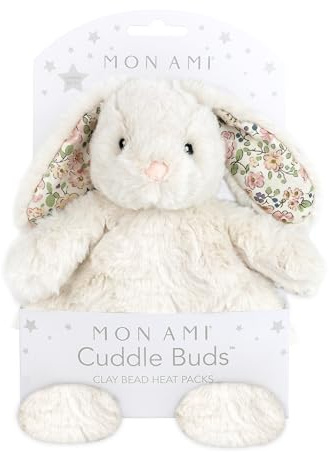 MON AMI Faith Bunny Cuddle Bud, 9-Inch Microwavable Stuffed Animal Gift | removable heating cooling pack, microwavable stuffed animal, bunny plush, cozy comfort companion, boys girls toddler gift