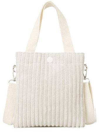 XSDSLS Umhängetasche Damen Crossbody Bag Klein Cord Tasche Klein Tote Bag Casual Schultertasche Damen Handtasche mit Verstellbarer Schultergurt Handytasche Umhängen für Arbeit, Reisen (cremefarben)