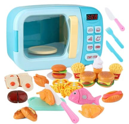Jouet micro-ondes – ensemble de cuisine de jeu de simulation de lumière et de son, jouets électroniques alimentés par batterie, ensemble de jeu de cuisine | Jouet éducatif avec nourriture pour l'appre