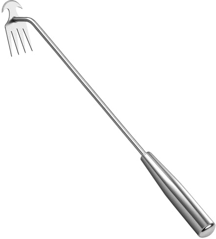 BOOLOOEN Attrezzo Manuale per diserbo, Manico in Acciaio Inossidabile, attrezzo Manuale per estirpazione, attrezzo per estirpazione con Scarico delle Erbacce, attrezzo per diserbo a 4 Denti