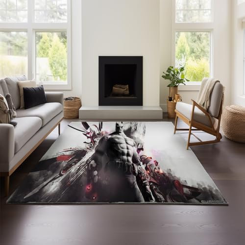 MeeTe Batman Arkham City Teppich – Superweicher, Großer Teppich Für Wohnzimmer, Schlafzimmer, Nachttisch, Hochdichter Flor, rutschfest, Dick, Einfarbig, Waschbar (BT 02,120x160 cm)