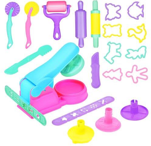 Supvox 22 Stück Teiliges Knete Zubehör mit Nudelmaschine Tierformen und Modellierwerkzeugen Kreatives Basteln für Diy Projekte und Lernspielzeug Zufällige Farbe