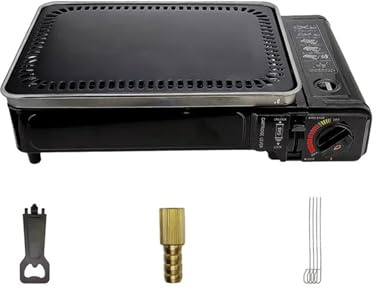 TRDEWR Fornello da Campeggio Griglia for Barbecue Portatile A Gas for All'aperto in Acciaio Inossidabile Cucina da Campeggio Strumenti for Picnic Piccolo E Portatile(Black)