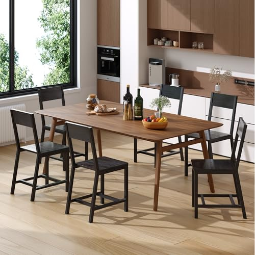 YOUDENOVA Esszimmerstühle 6er Set, Stabiles Metallgestell, Bequeme Küchenstühle mit Rückenlehne, Geeignet für Wohnzimmer, Esszimmer und Küche, Schwarz, Bis 150 kg Belastbar