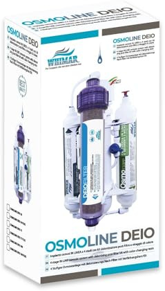 Whimar OsmoLine Deio 50 GPD 190 l/g Umkehrosmoseanlage RO/DI mit Membran Vontron, Flush Valve und Deionisator für Reef und Tropische Aquarien