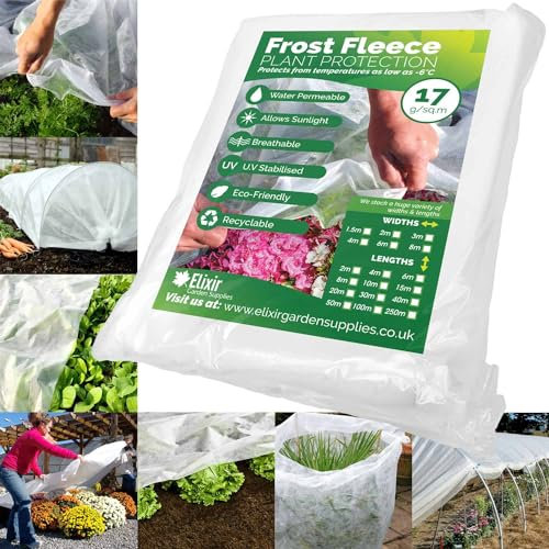 Elixir Gardens 2x10M Plant Frost Protection Fleece, Antifreeze cloth white blanket cloche fabric | 2m x 10m