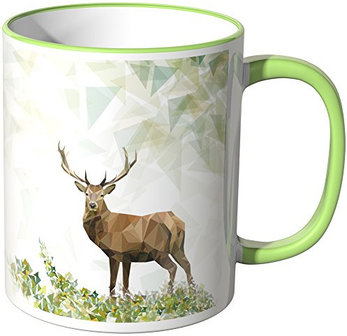 WANDKINGS Tasse, Motiv „Majestätischer Hirsch 1“ - HELLGRÜN