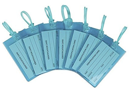 7er-Pack Kofferanhänger | Flexibler Gepäckanhänger für Koffer, Taschen und Gepäck | Adressanhänger | Namensschilder aus PVC | Luggage Tags | Blau