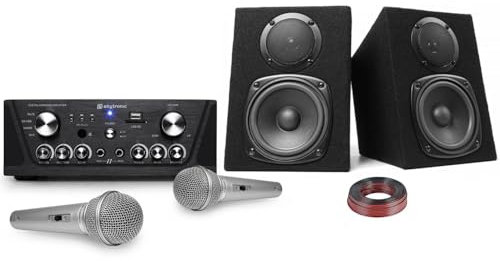 gefroy Skytronic Karaoke Amplifier USB/SD/FM 160 W + Compact Speakers 2 x 100 W + 2 SL Microphones