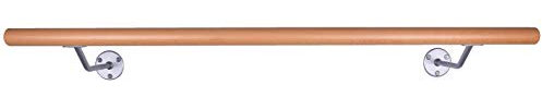 Ballettstange aus Holz, Wandhaltern in 2 Farben, 20cm Wandabstand, 20 Längen 2 Farben wählbar (Silbergrau, 1.00)