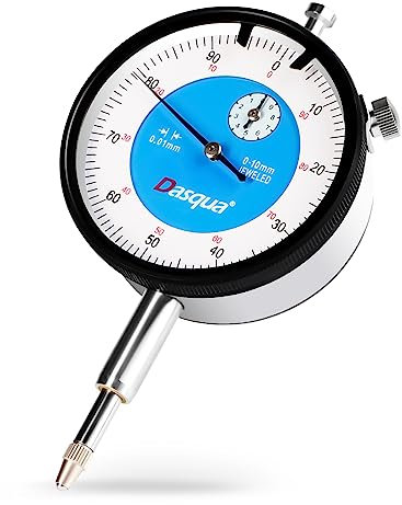 Dasqua Comparatore Centesimale 0-10mm - Indicatore Centesimale Calibro 0.01mm, Precisione Elevata, Comparatore Metrica Professionale con Coperchio Posteriore