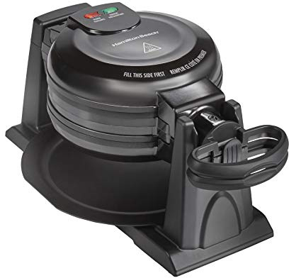 Hamilton Beach 26201 Belgian Waffle Maker with Removable Nonstick Plates, Double Flip, Makes 2 at Once, Black