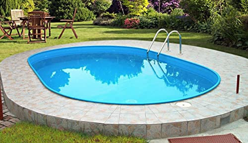 Poolprofi Stahlwandbeckenset Rhodos oval 4,00m x 8,00m x 1,20m Spar Set Folie 0,8mm blau