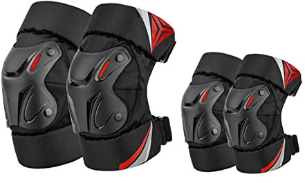 HGTRH Mountain Bike Knee Pads, Knee Pads And Elbow Pads For Adults Knee Shin Guards/Elbow Guards For Adults Knee Shin Guards Mountain Biking Knee Shin Brace Elbow Knee, 4 Pcs