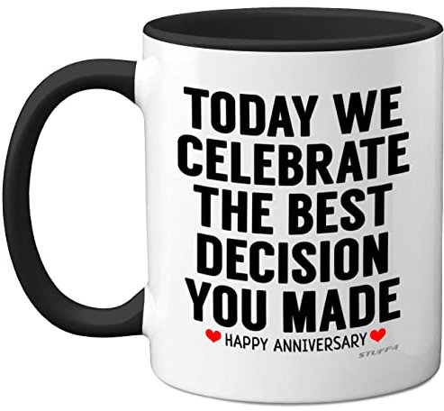 Stuff4 Anniversary Mug for Him Her, Funny Coffee Mug for Men Women, Gifts Girlfriend, Presents Boyfriend, Perfect Anniversary Christmas Valentines Birthday, 11oz Ceramic Black