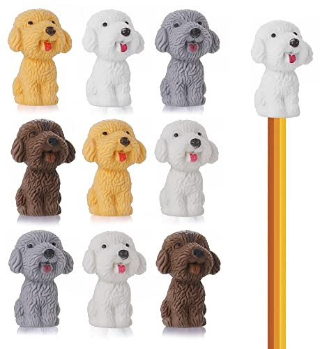 Cobee Radiergummis mit niedlichem Hund, 10 Stück, lustige Tier Radiergummis, Mini Radiergummi für Partygeschenke, Hausaufgabenbelohnungen, Geschenk