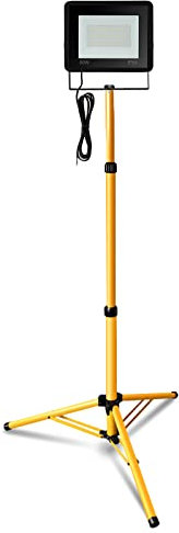 Eulenke Baustrahler LED mit stativ, 50W Warmweiß Arbeitsscheinwerfer 3000K Scheinwerfer 4250LM Bauscheinwerfer, IP66 Wasserdicht für Konstruktion Werkstatt (mit 1m Kabel,kein Stecker)