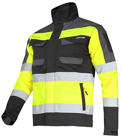 Lahti PRO Warnschutz-Jacke Arbeitsjacke | Größe: 3XL | Farbe: Neongelb | Warnschutz-Pilotenjacke | Warnjacke | Berufsjacke | Schutzjacke | Herrenjacke | Warnschutzjacke mit reflektierenden Streifen