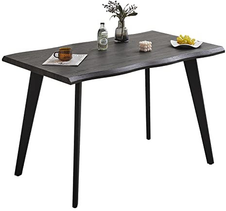 CLIPOP Esszimmertisch 120x80 cm, Dunkelbraun Küchentisch mit schwarzen Metallbeinen, 4 Sitzer Esstisch Holztisch für Küche, Restaurants, Esszimmer