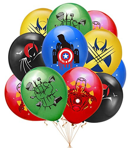 Yiran Superhero Luftballons Geburtstags Party Dekorationen, 15 Stück 12 Zoll Superhero Latex Ballons für Kinder Junge Mädchen Avenger Theme Thema Deko Geburtstag Party Supplies