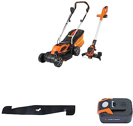 Yard Force 40V 32cm Cordless Lawnmower, Grass Trimmer, Blade & 2.5Ah Battery Pack - Black/Orange