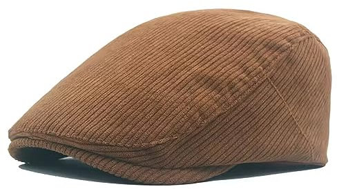 QI YUAN Schirmmütze Herren Cord Flatcap Schiebermütze Sportmütze Newsboy Kappe (Braun)
