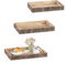 Relaxdays 3X Plateaux de Service, décoratifs, Dimensions différentes, en Bois de manguier, 2 poignées chacun, Natures