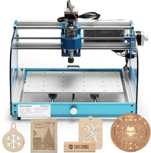 Genmitsu Fresatrice CNC 3018-PROVer V2, CNC da tavolo per principianti con finecorsa e arresto di emergenza, Spoilboard in alluminio con asse Z aggiornato, area di lavoro 284 x 180 x 40 mm