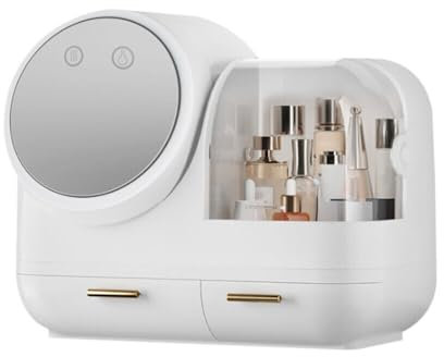 biusgiyeny Make-Up Organiser Aufbewahrungsbox LED-Licht HD-Spiegel kann gedreht werden USB-Aufladung mit einem Fön, um die Absorption von Lotion zu fördern Hohe Kapazität make up organizer-green